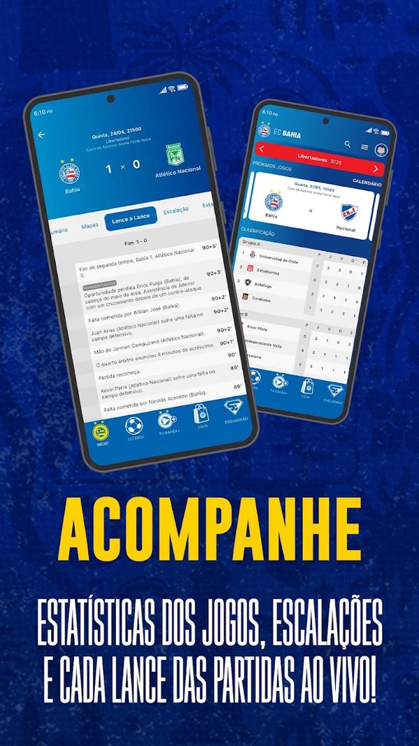 EC Bahia: lance a lance e tabela da Libertadores no app